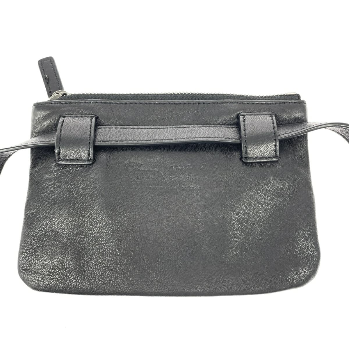 agnes b. Agnes B Mini Waist Pouch Logo/Studs/Lamb Leather Black Ladies 5