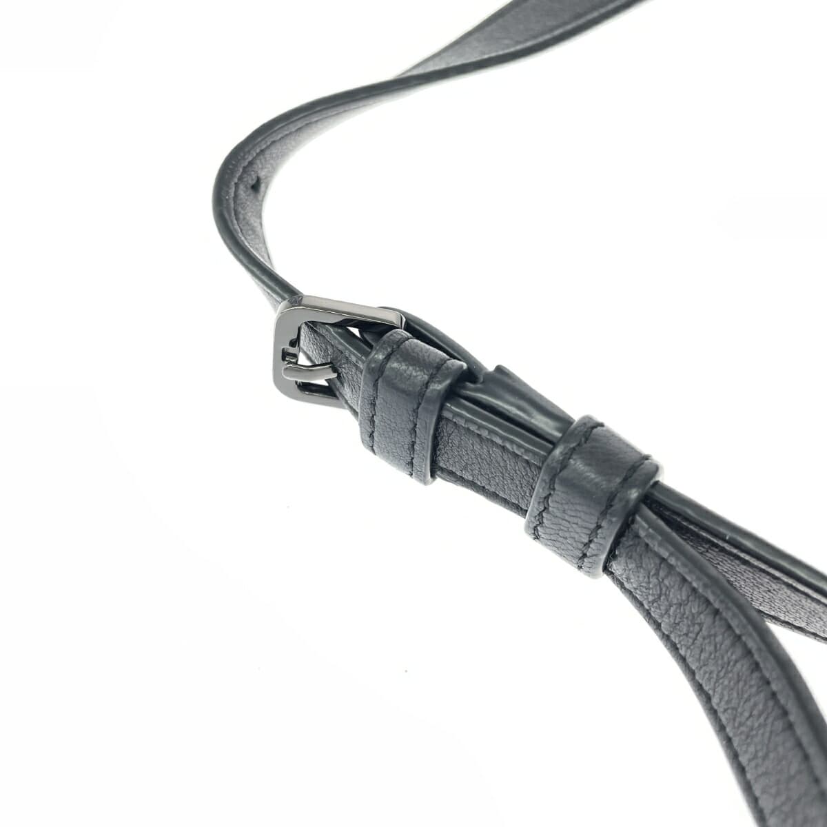 agnes b. Agnes B Mini Waist Pouch Logo/Studs/Lamb Leather Black Ladies 6