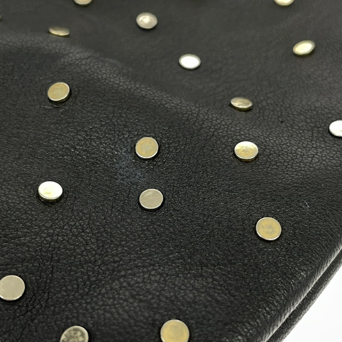 agnes b. Agnes B Mini Waist Pouch Logo/Studs/Lamb Leather Black Ladies 8