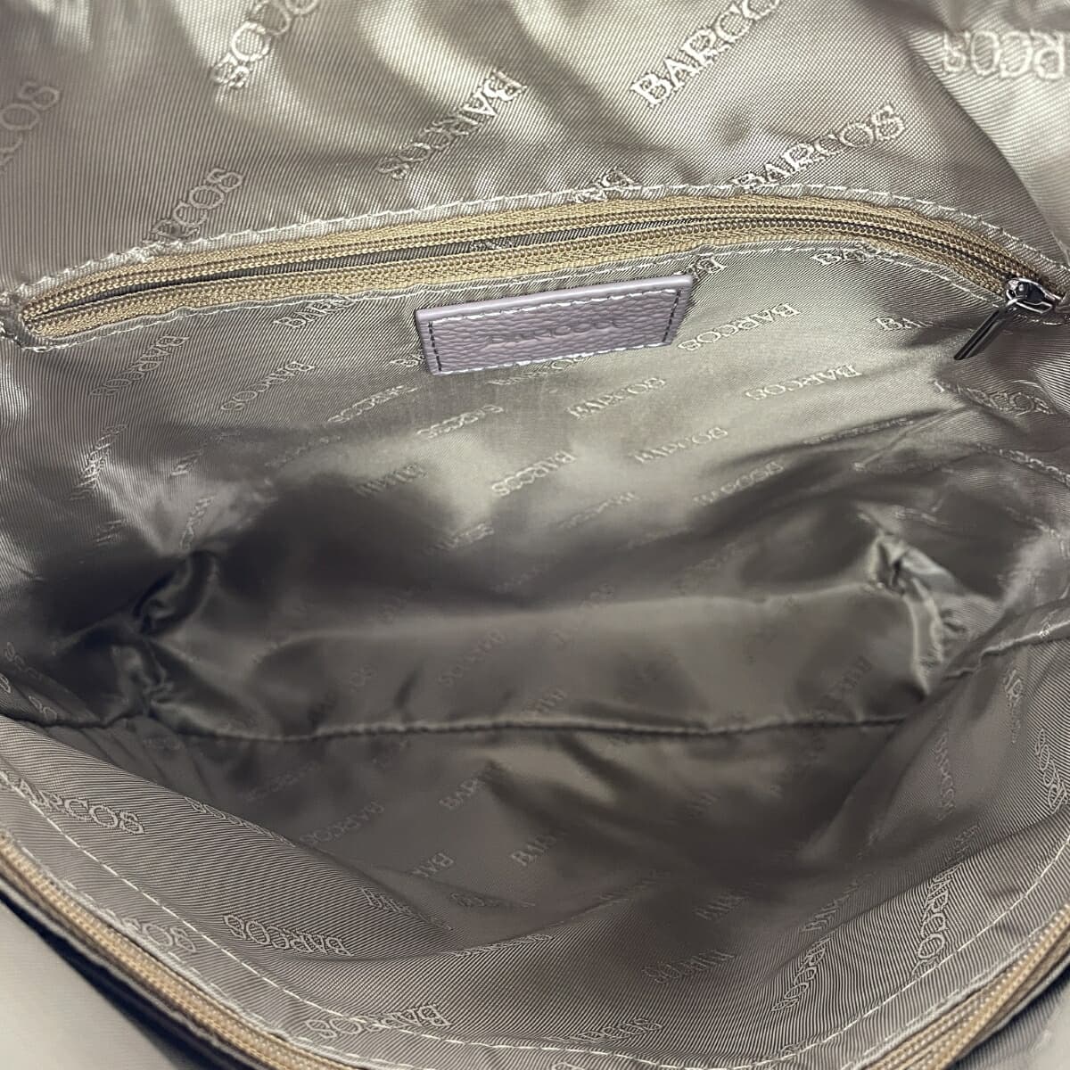 BARCOS 2WAY shoulder bag in good condition, logo embossed/leather, greige, for women 5