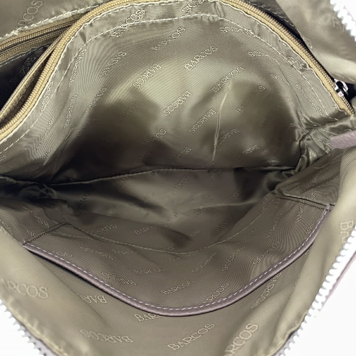 BARCOS 2WAY shoulder bag in good condition, logo embossed/leather, greige, for women 6