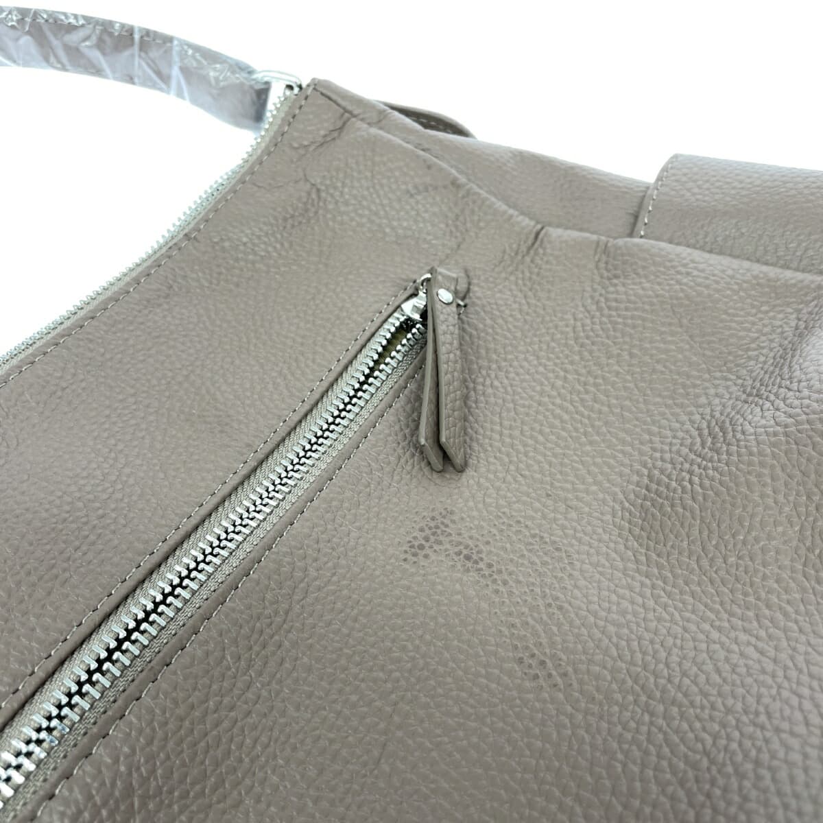 BARCOS 2WAY shoulder bag in good condition, logo embossed/leather, greige, for women 8
