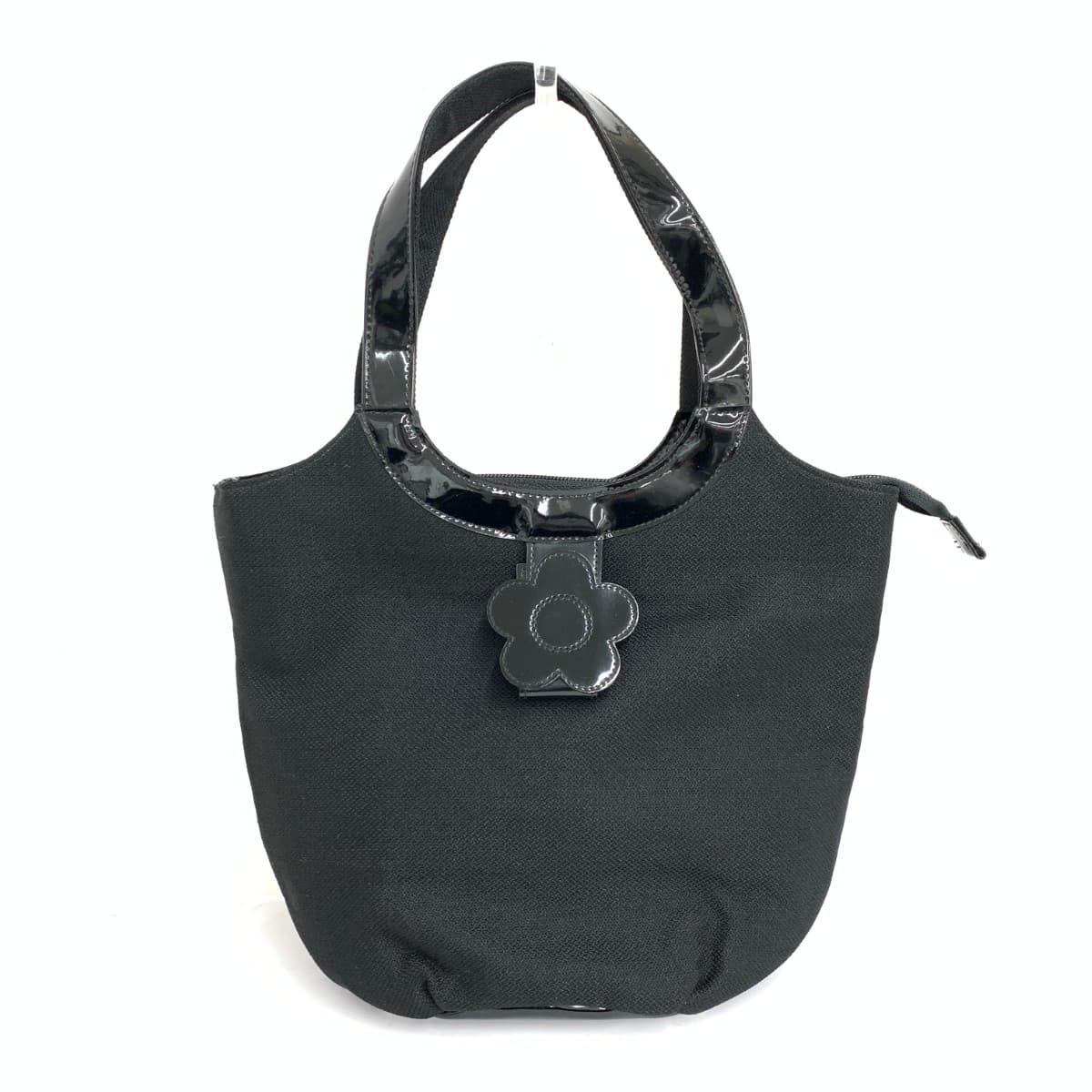 MARY QUANT Tote Bag Good Condition Daisy Nylon Black Ladies