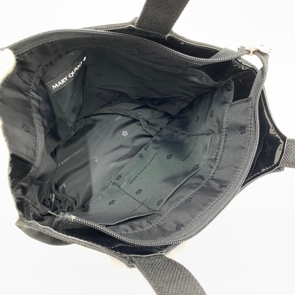 MARY QUANT Tote Bag Good Condition Daisy Nylon Black Ladies 6