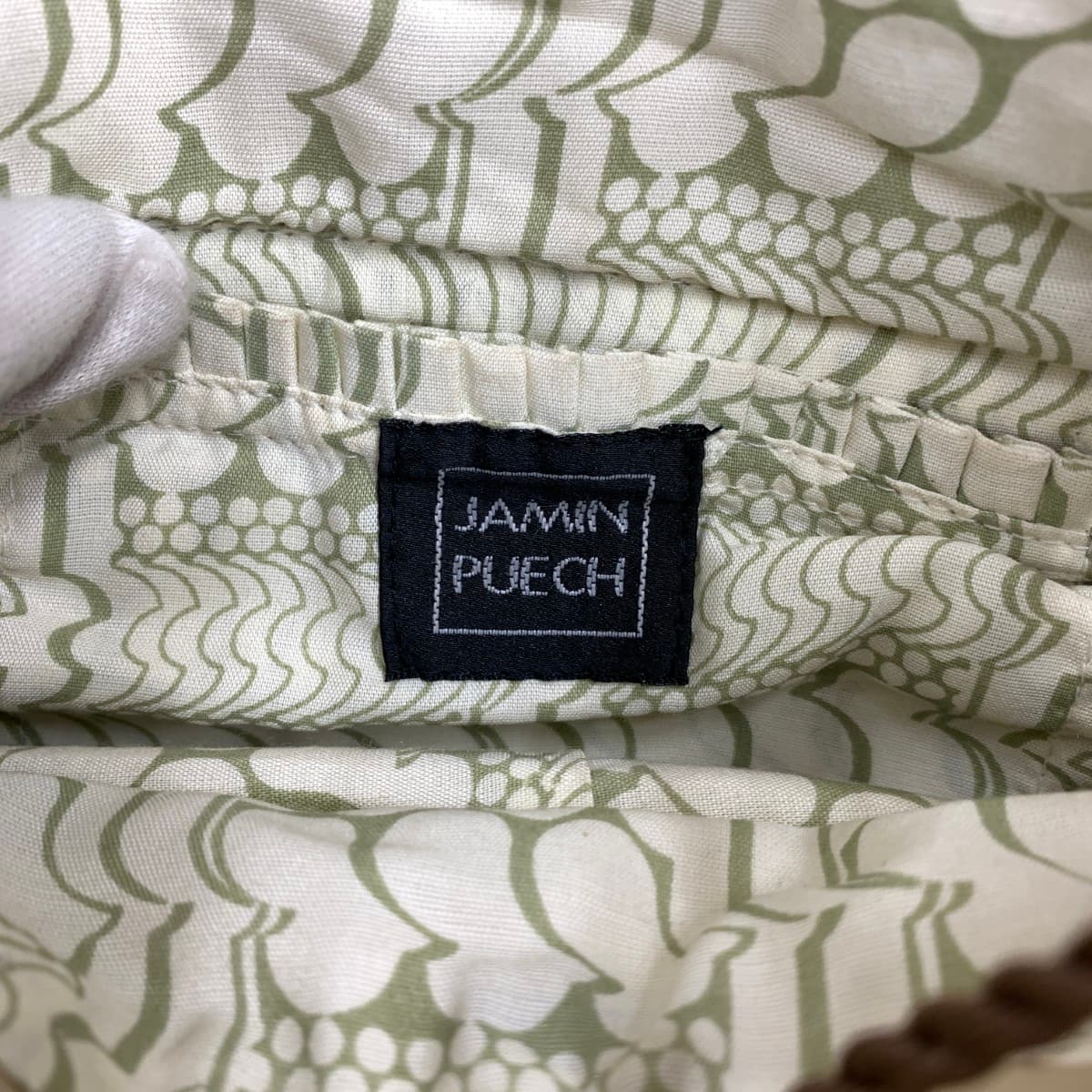 JAMINPUECH Chain Tote Bag Sequin Leather Beige Ladies 7