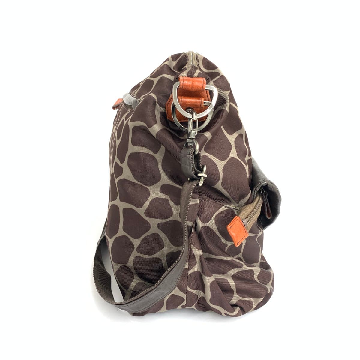 OSAM Shoulder Bag, Giraffe Pattern, Nylon, Brown, Unisex 2