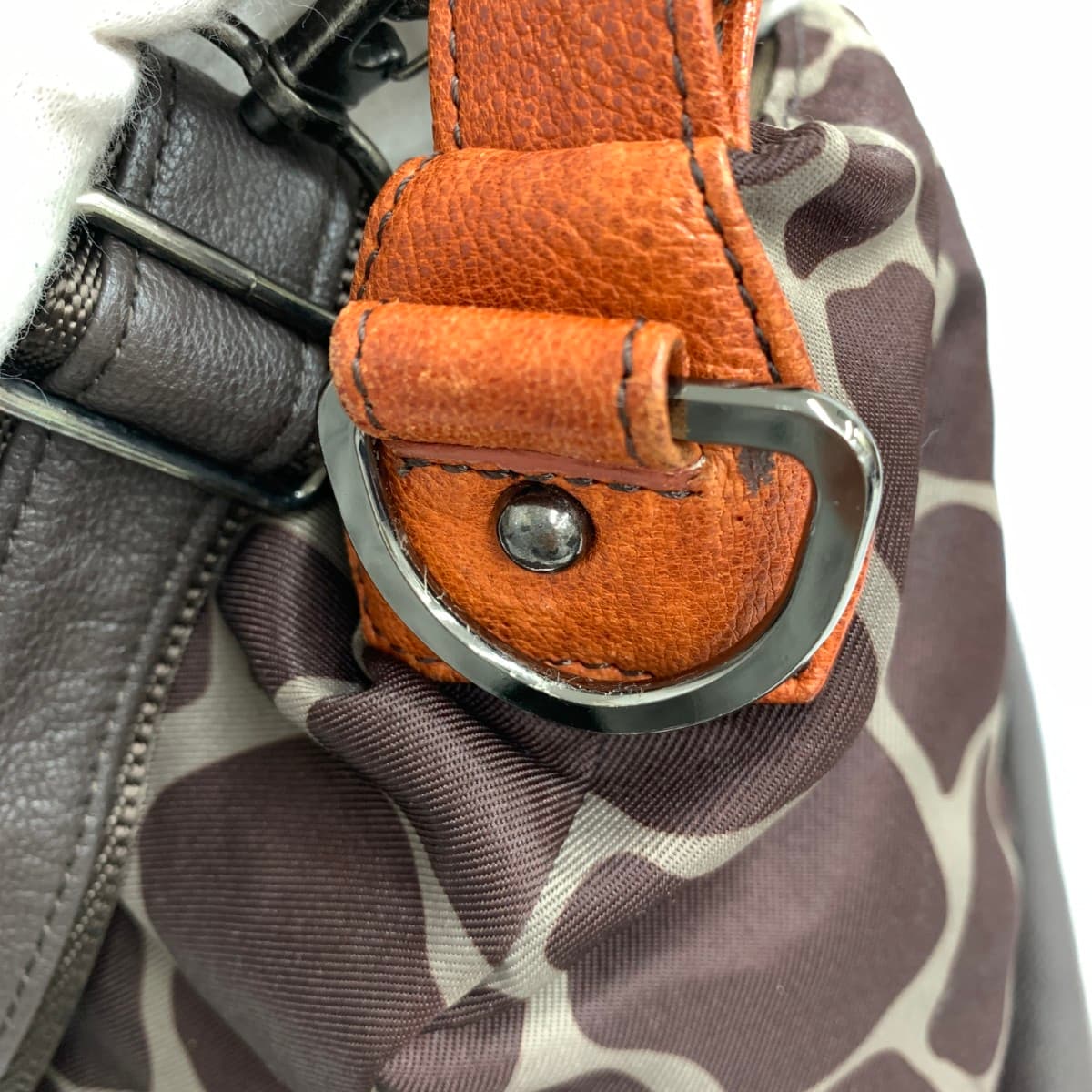 OSAM Shoulder Bag, Giraffe Pattern, Nylon, Brown, Unisex 8