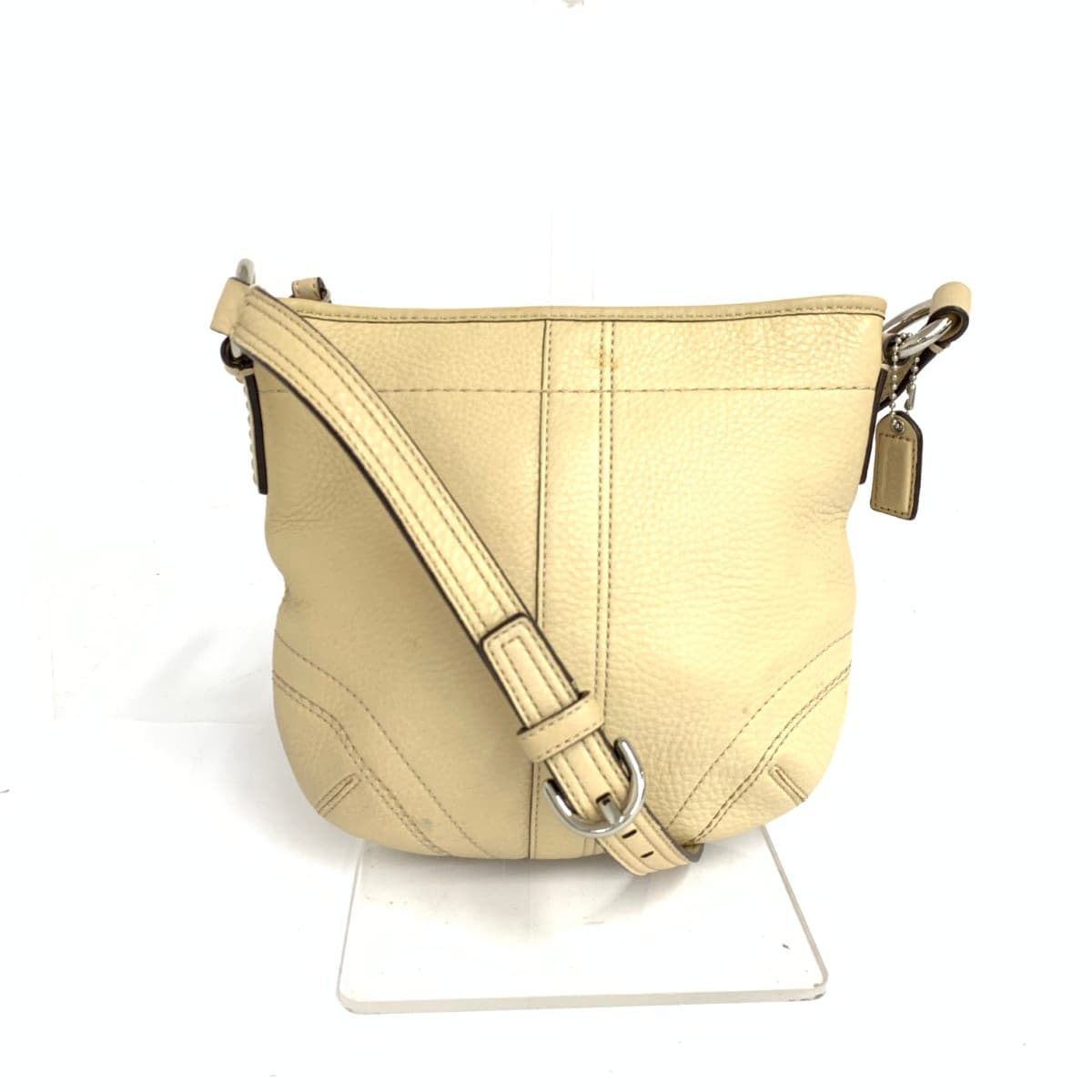 COACH Mini Shoulder Bag Leather Light Beige Beige Women's