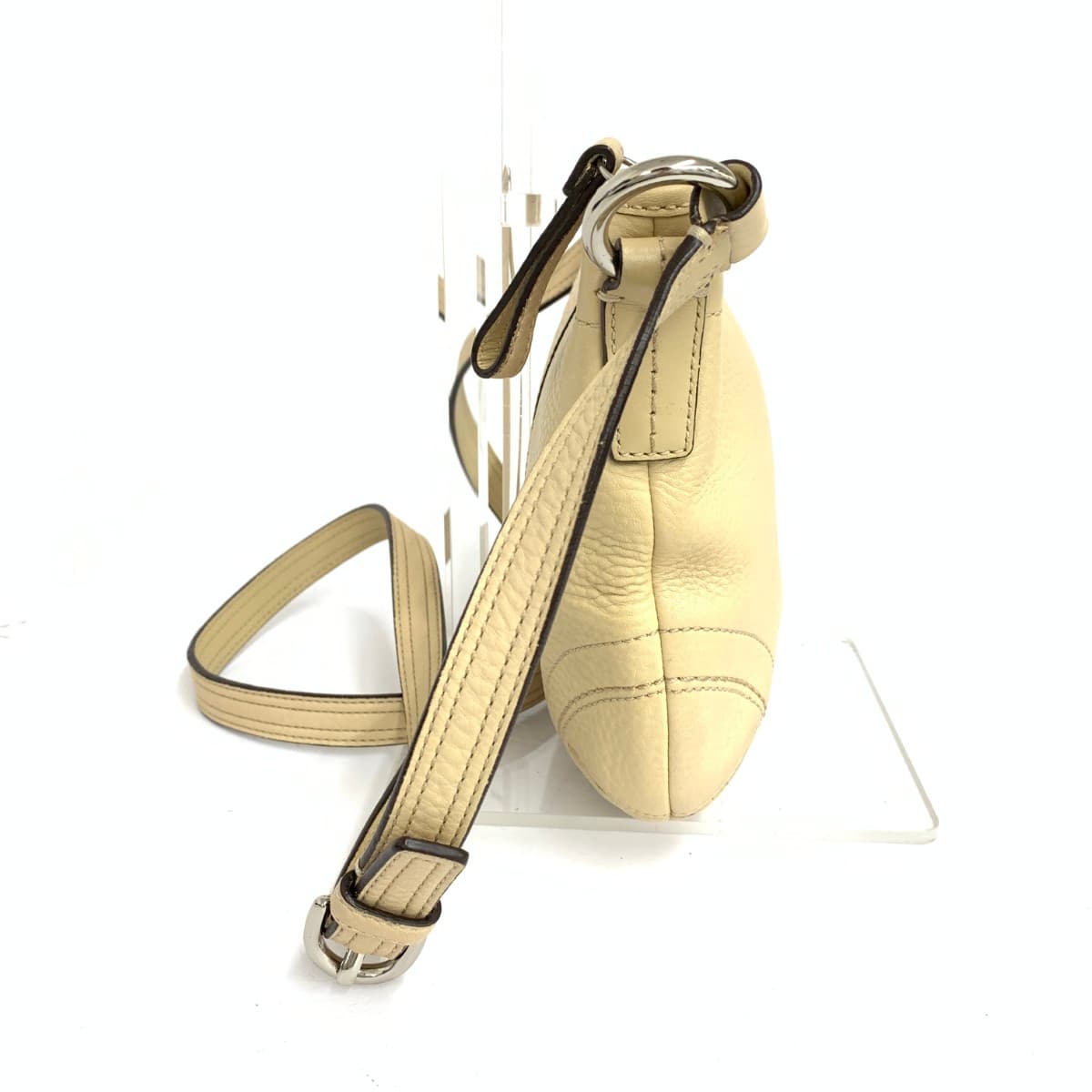 COACH Mini Shoulder Bag Leather Light Beige Beige Women's 2