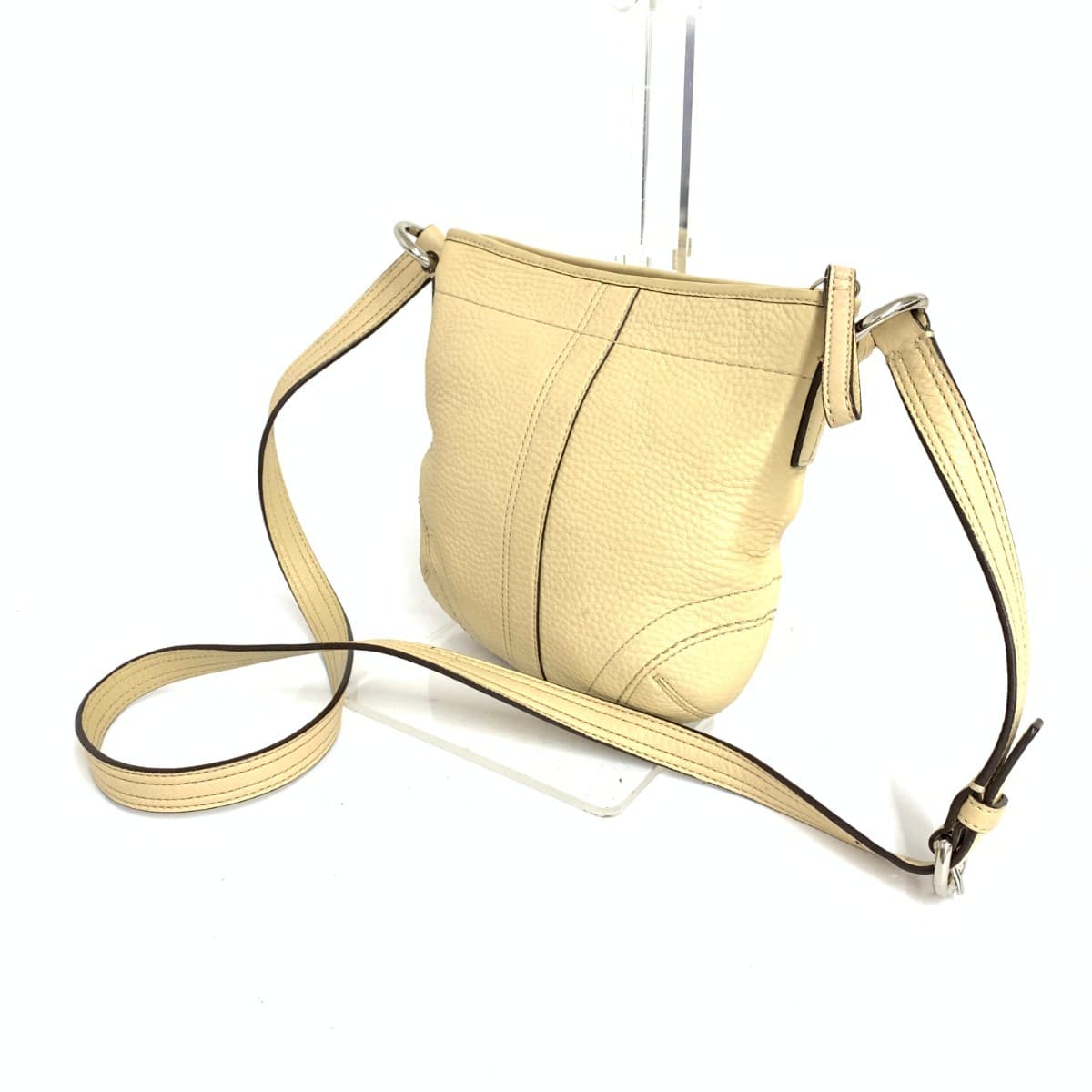 COACH Mini Shoulder Bag Leather Light Beige Beige Women's 3