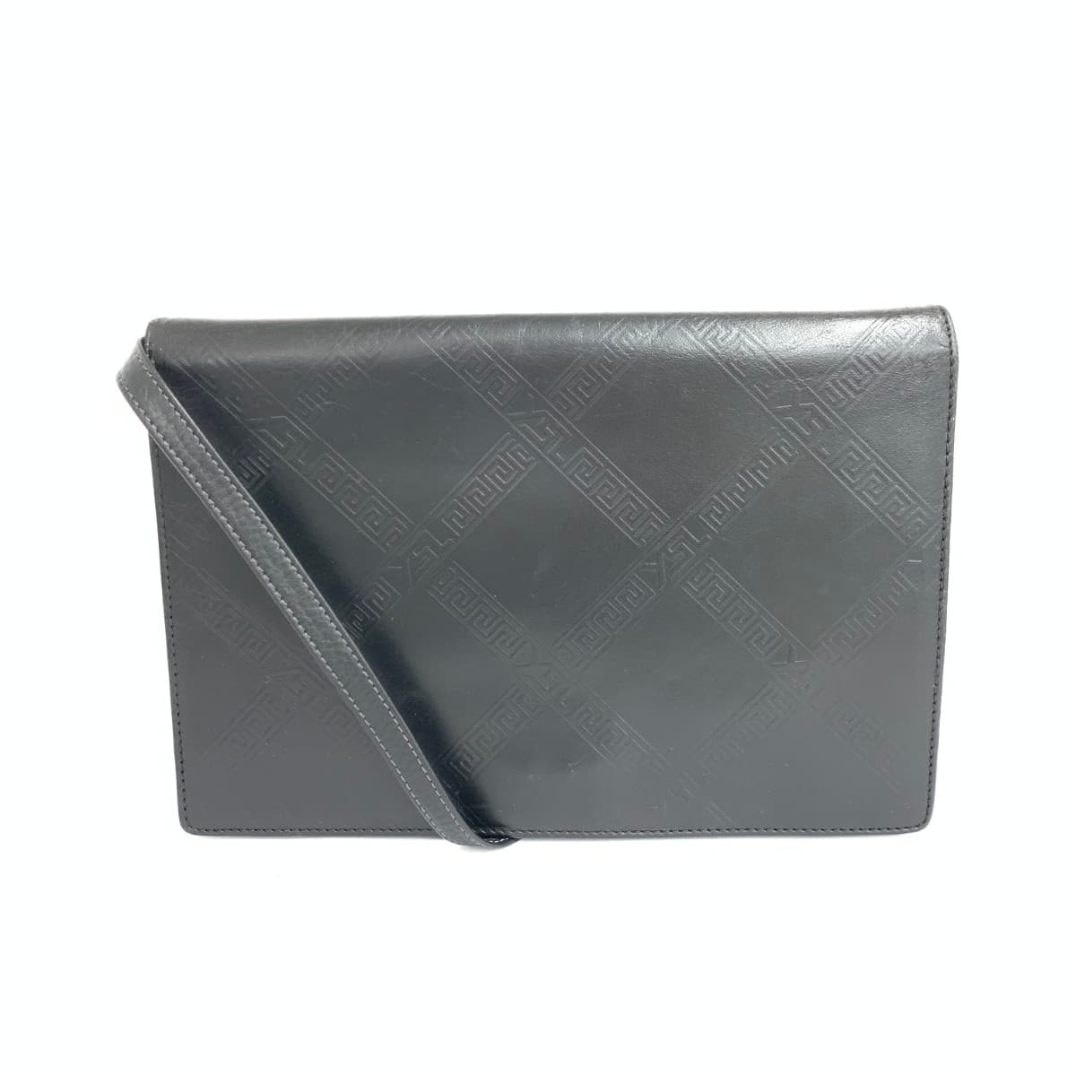 Yves Saint Laurent (YSL) Yves Saint Laurent Shoulder Clutch Bag YSL Logo Made in Italy Leather Vintage Black Women's