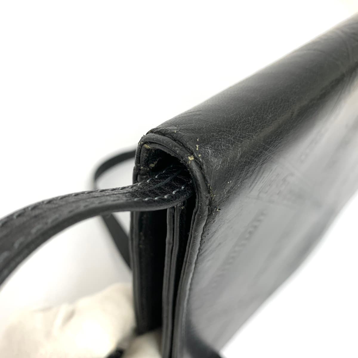 Yves Saint Laurent (YSL) Yves Saint Laurent Shoulder Clutch Bag YSL Logo Made in Italy Leather Vintage Black Women's 10