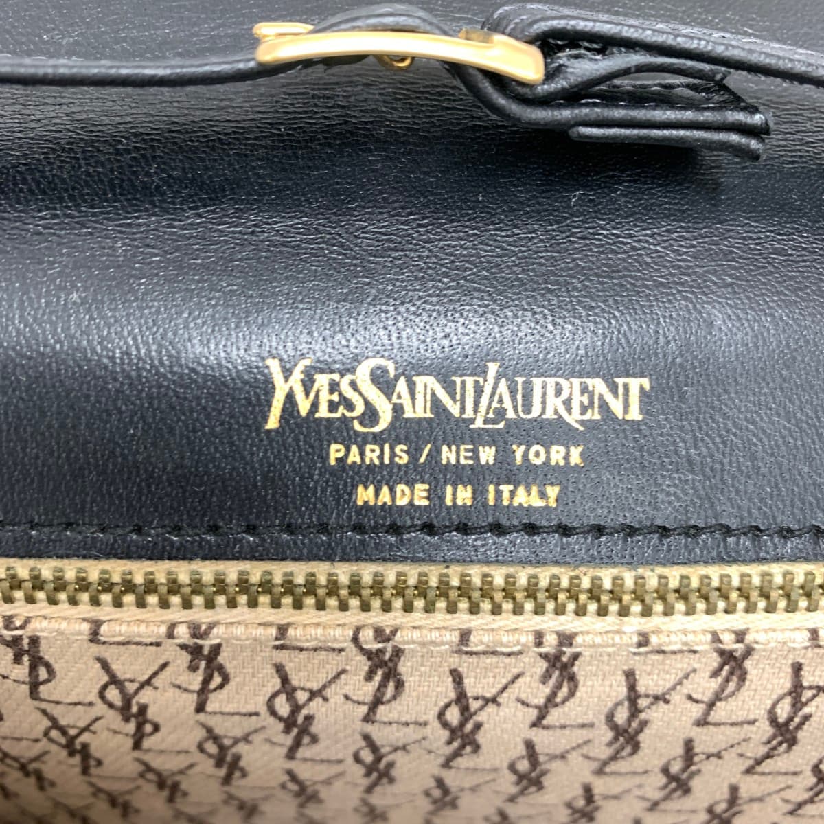 Yves Saint Laurent (YSL) Yves Saint Laurent Shoulder Clutch Bag YSL Logo Made in Italy Leather Vintage Black Women's 6