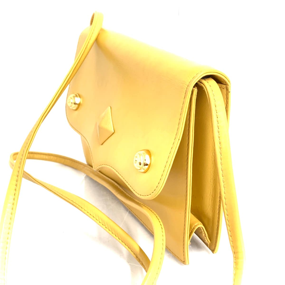 Paloma Picaso Mini Shoulder Bag Studs/Pyramid/Leather Vintage/Made in Italy Yellow Ladies 3