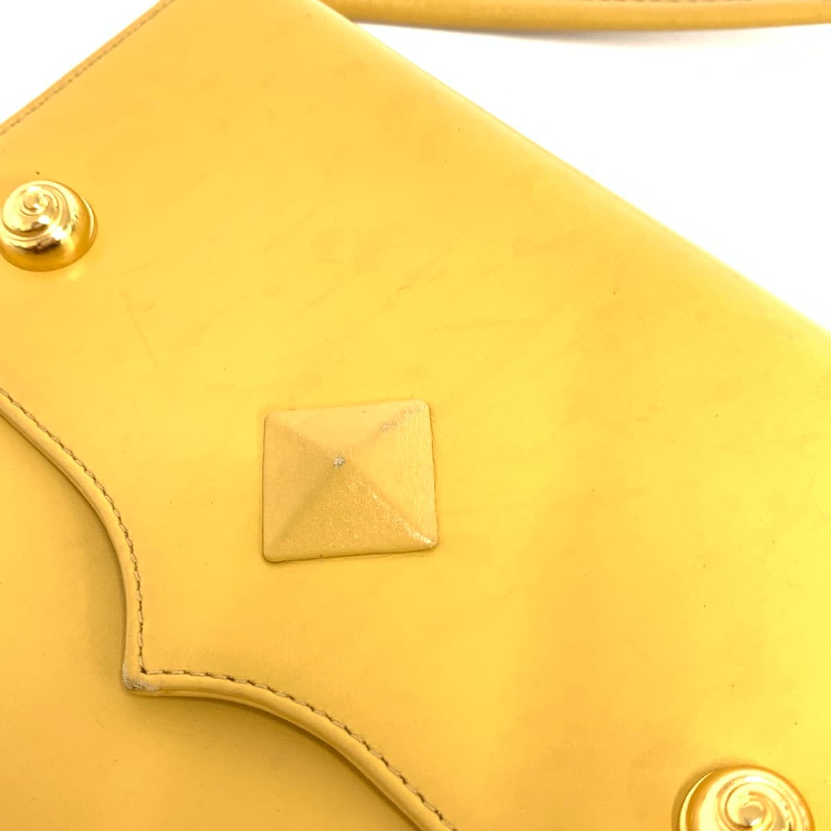 Paloma Picaso Mini Shoulder Bag Studs/Pyramid/Leather Vintage/Made in Italy Yellow Ladies 5