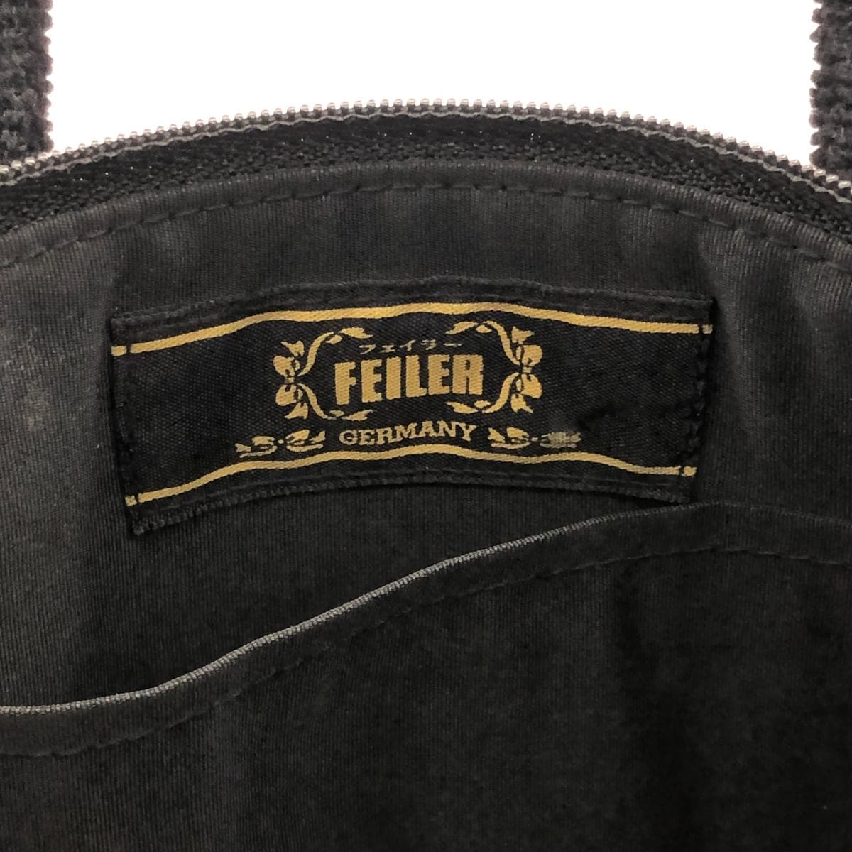 FEILER Mini Tote Bag Floral Pattern / Chenille Weave / Black 5