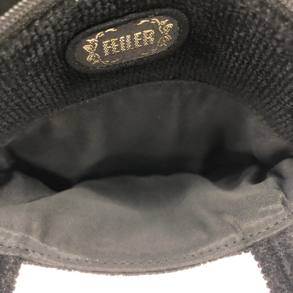 FEILER Mini Tote Bag Floral Pattern / Chenille Weave / Black 8