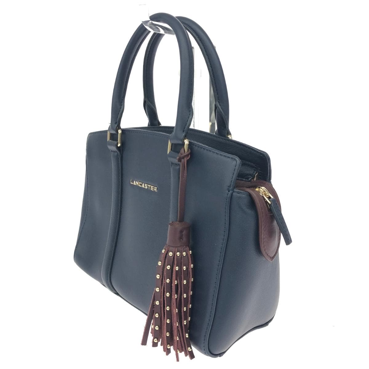 LANCASTER 2WAY Handbag in Excellent Condition Tassel/Leather/Navy 4