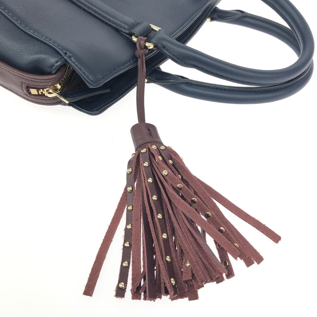 LANCASTER 2WAY Handbag in Excellent Condition Tassel/Leather/Navy 6