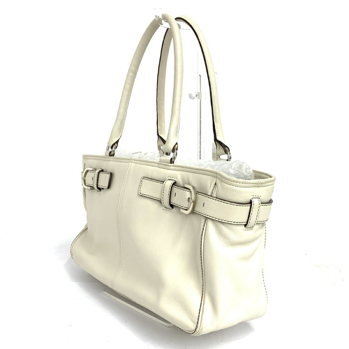 SAZABY Tote Bag Leather White Women's 3