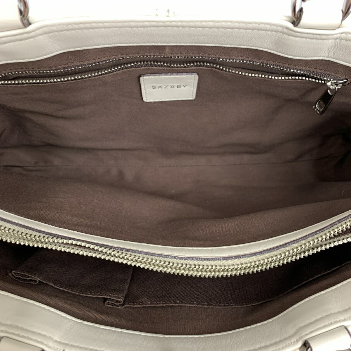 SAZABY Tote Bag Leather White Women's 4