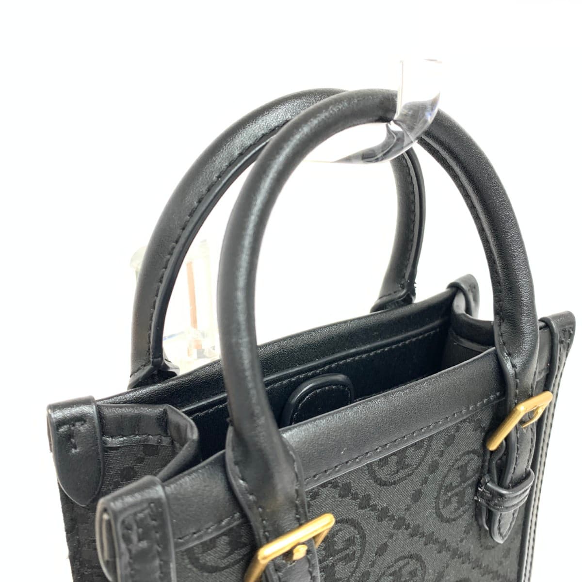 TORYBURCH 2WAY bag in excellent condition, monogram jacquard canvas, black, for ladies 4