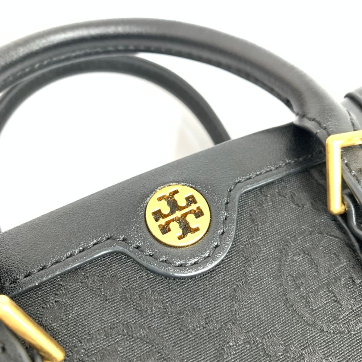TORYBURCH 2WAY bag in excellent condition, monogram jacquard canvas, black, for ladies 6