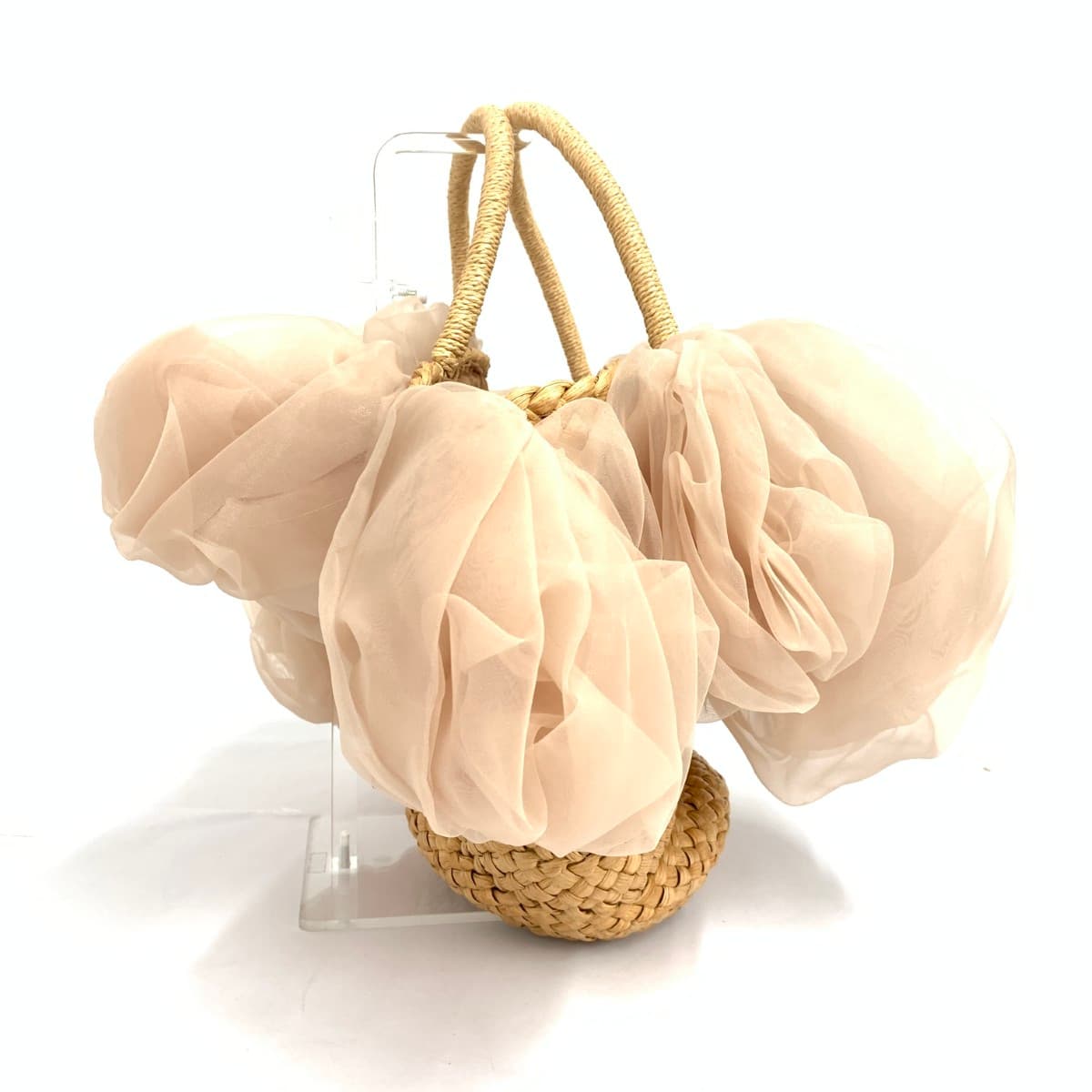 LUDLOW Ladro Tulle Basket Bag Good Condition Beige Women's 2