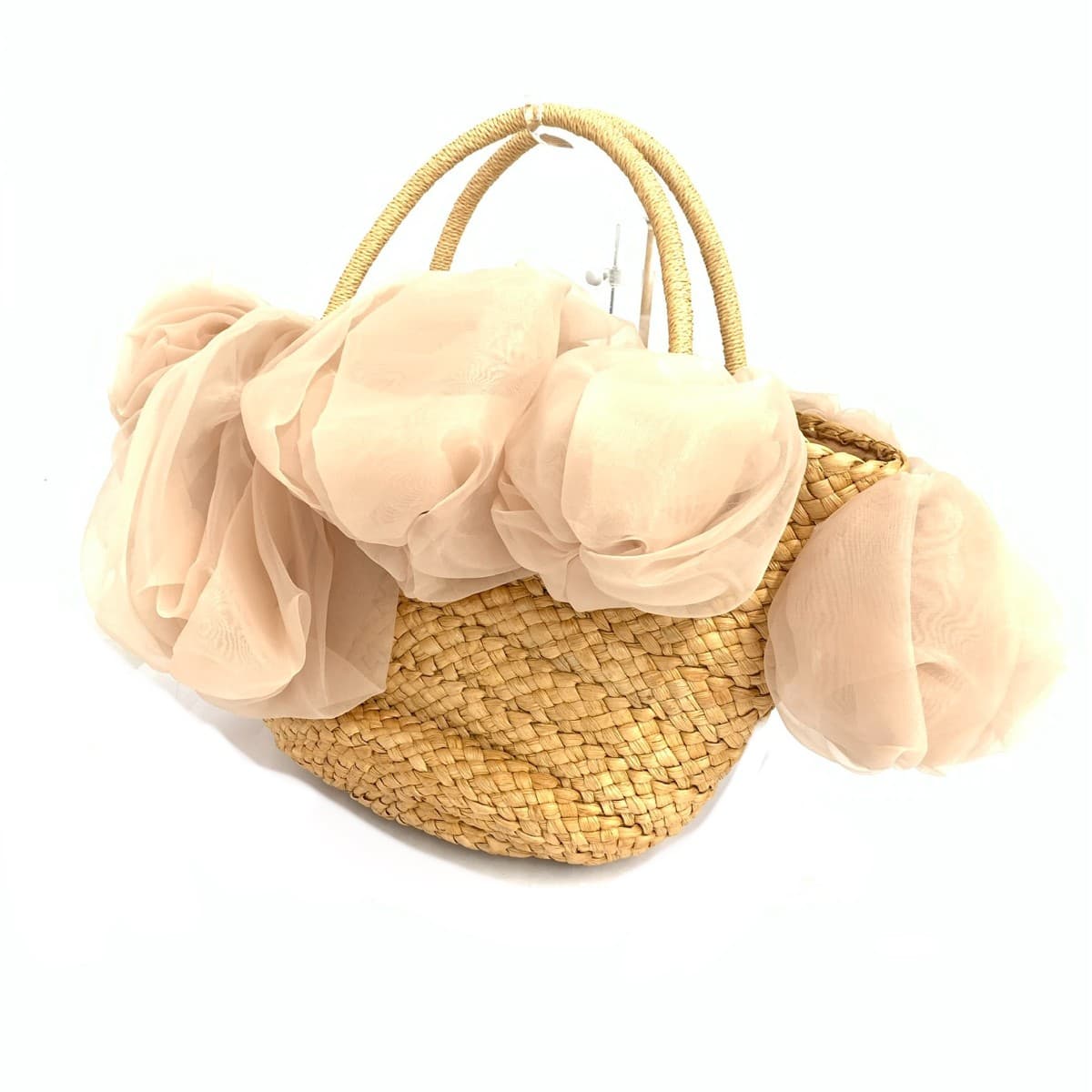 LUDLOW Ladro Tulle Basket Bag Good Condition Beige Women's 3