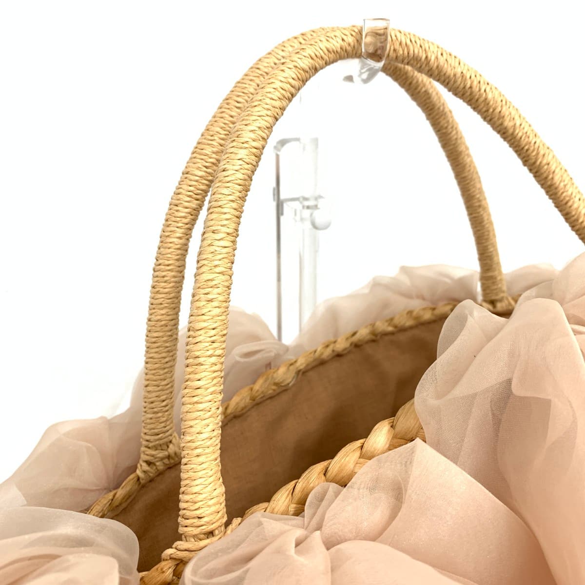 LUDLOW Ladro Tulle Basket Bag Good Condition Beige Women's 4