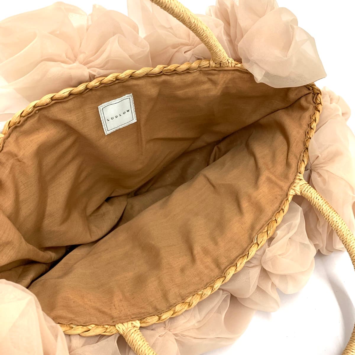LUDLOW Ladro Tulle Basket Bag Good Condition Beige Women's 6