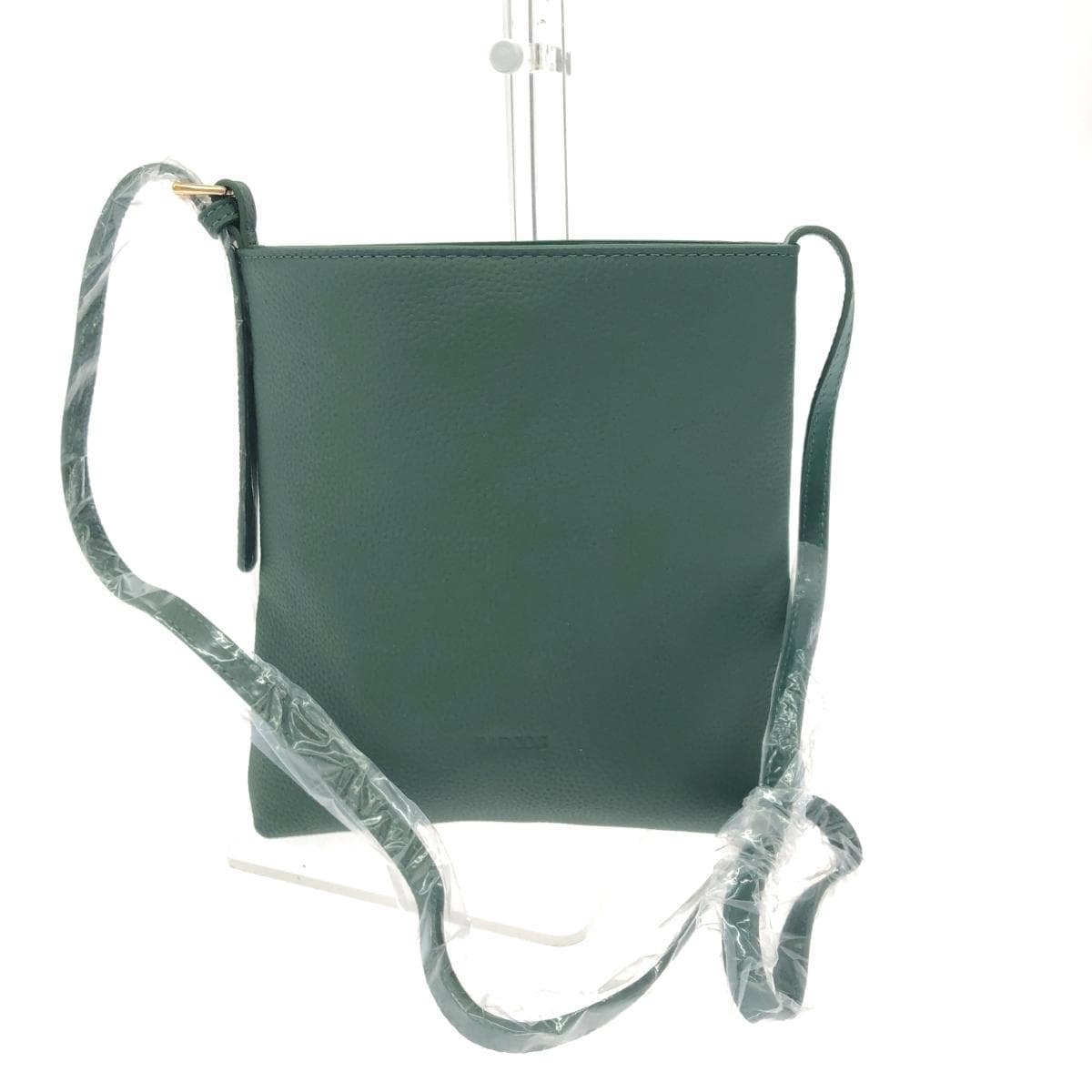 BARCOS Balcos Shoulder Bag / Ponte Piccola Like New Logo Embossed / Leather Green Ladies