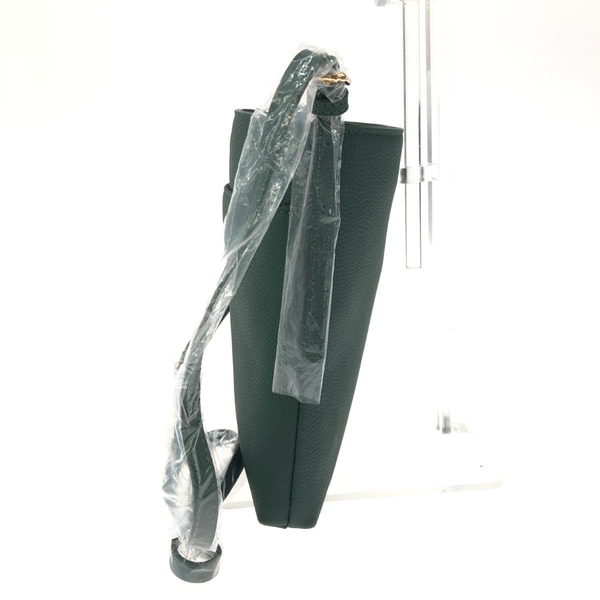 BARCOS Balcos Shoulder Bag / Ponte Piccola Like New Logo Embossed / Leather Green Ladies 2