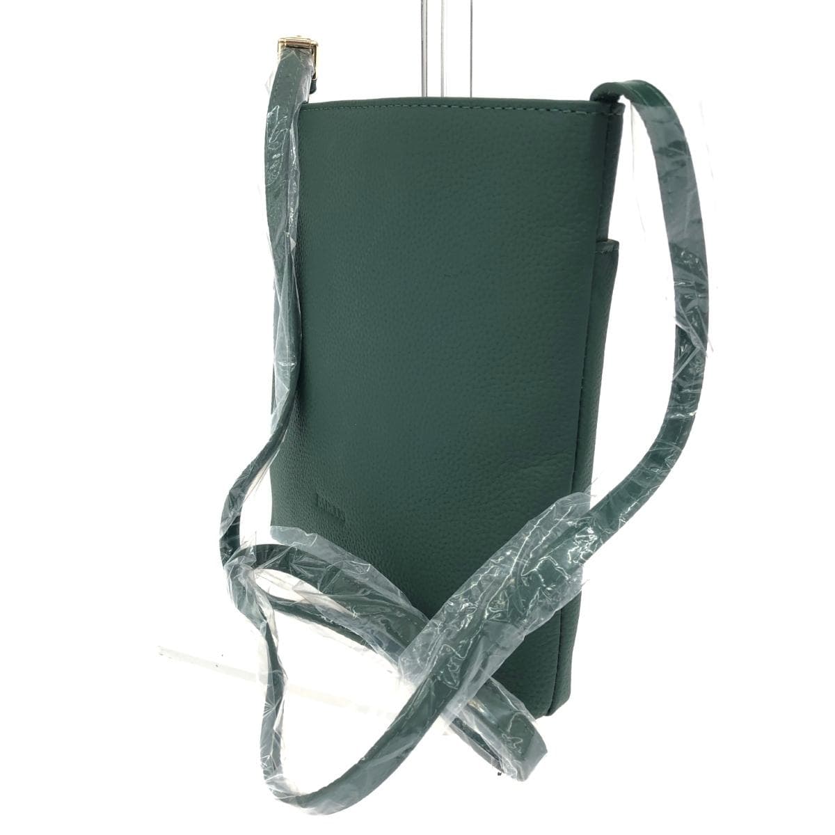 BARCOS Balcos Shoulder Bag / Ponte Piccola Like New Logo Embossed / Leather Green Ladies 3