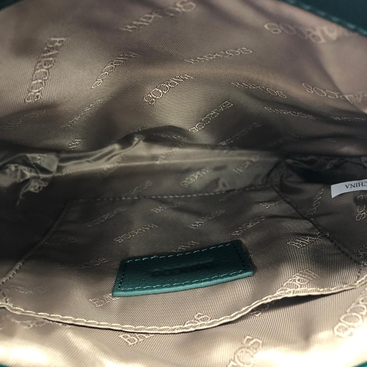 BARCOS Balcos Shoulder Bag / Ponte Piccola Like New Logo Embossed / Leather Green Ladies 4