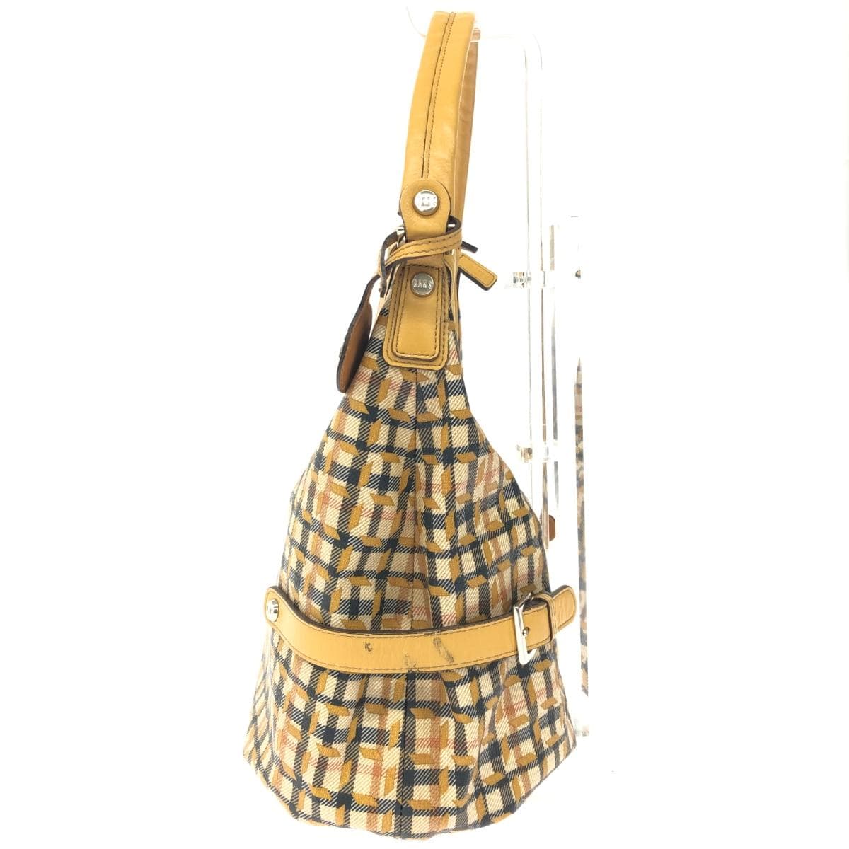 DAKS LONDON Daks London One Shoulder Bag House Check/PVC×Leather Beige Women's 2