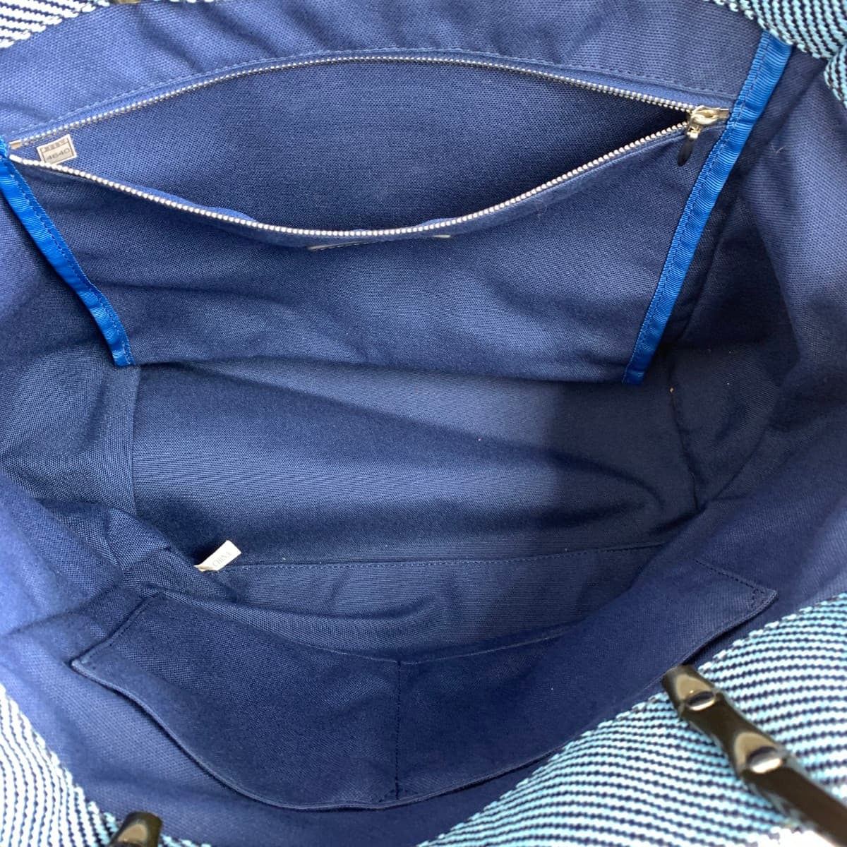 LANVIN Raffia Tote Good Condition Logo Blue Ladies 4