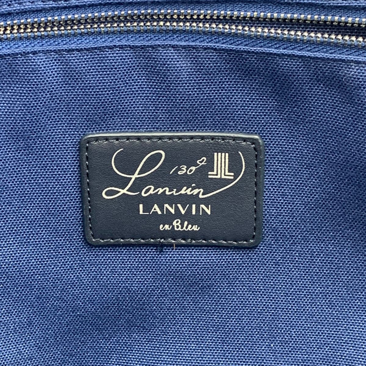 LANVIN Raffia Tote Good Condition Logo Blue Ladies 5