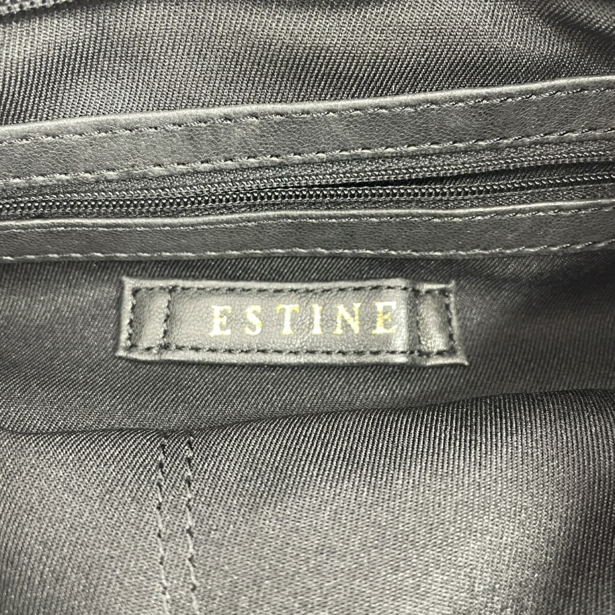 ESTINE Shoulder Bag Studs Leather Black Ladies 6