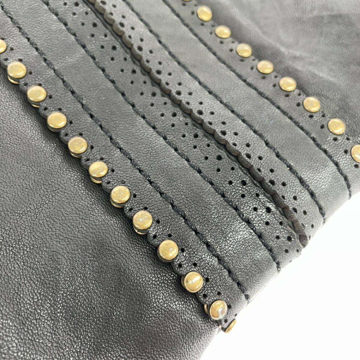 ESTINE Shoulder Bag Studs Leather Black Ladies 7