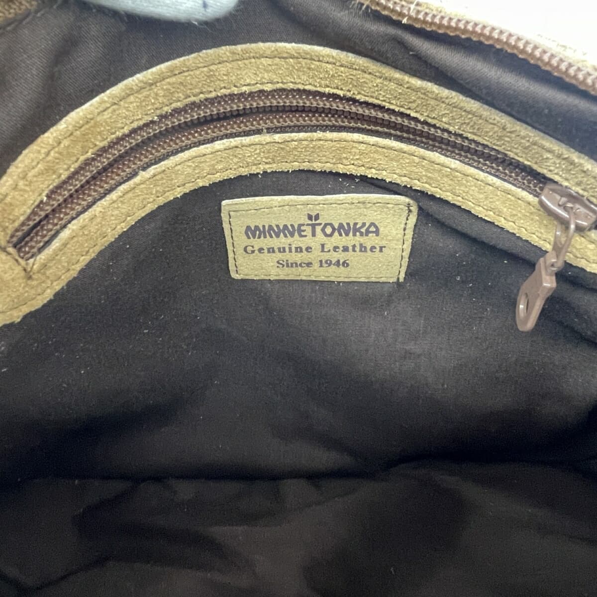 Minnetonka One Shoulder Bag Fringe Leather Beige Women's 6