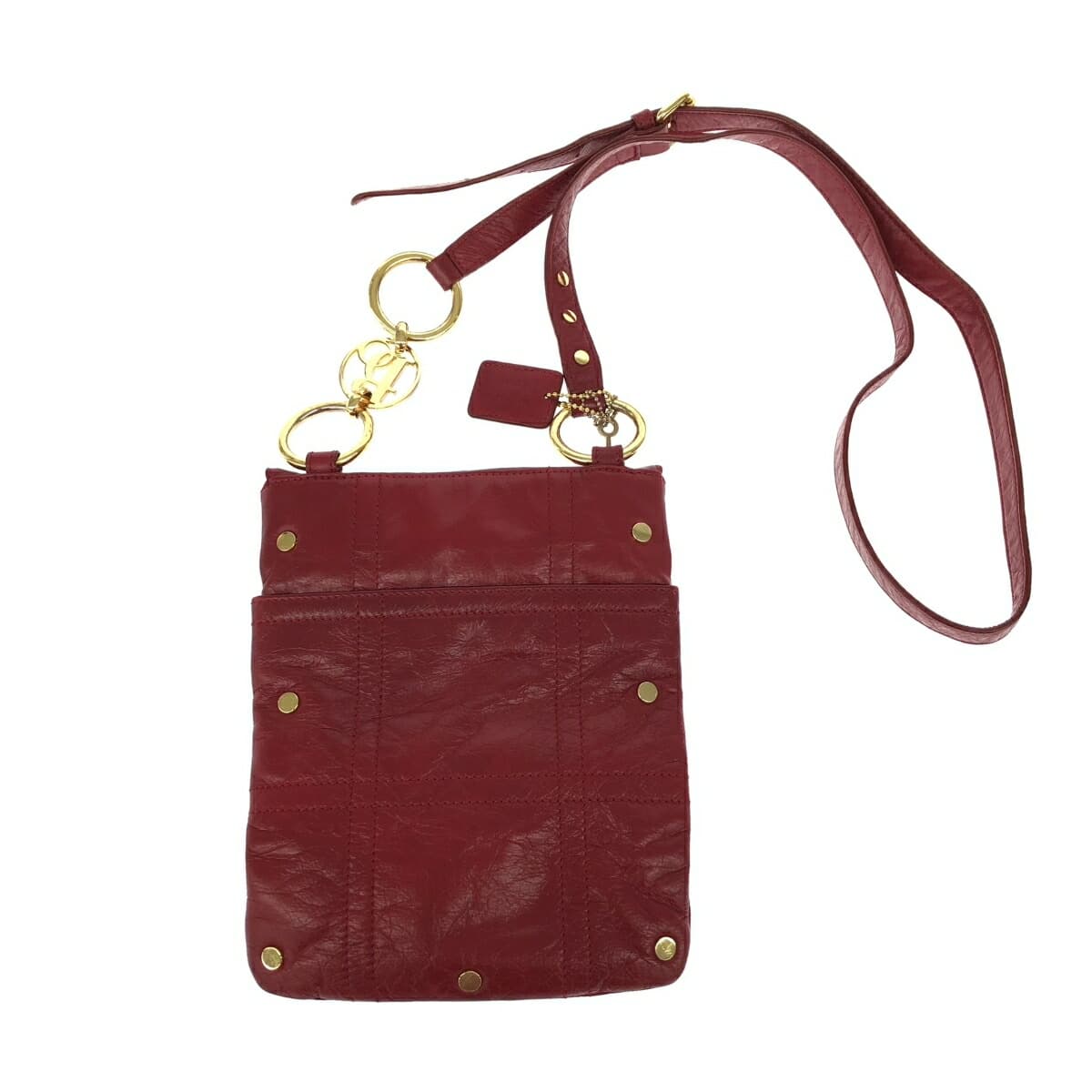 Bolzano Bolzano Shoulder Bag Stitch/Studs/Leather Red Ladies 2
