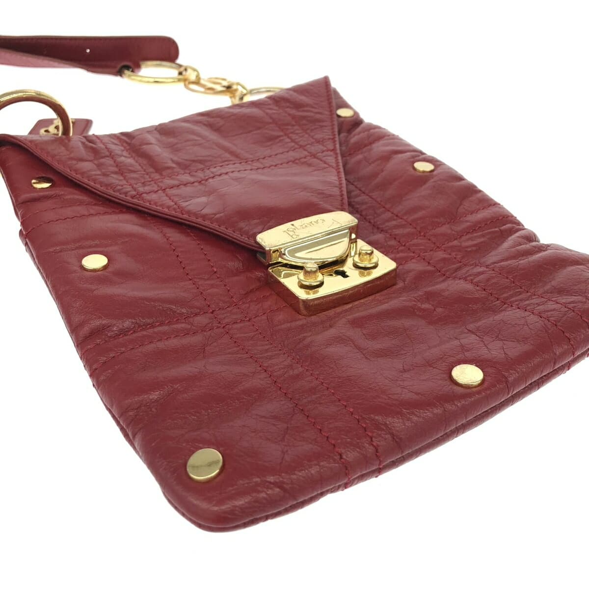 Bolzano Bolzano Shoulder Bag Stitch/Studs/Leather Red Ladies 3