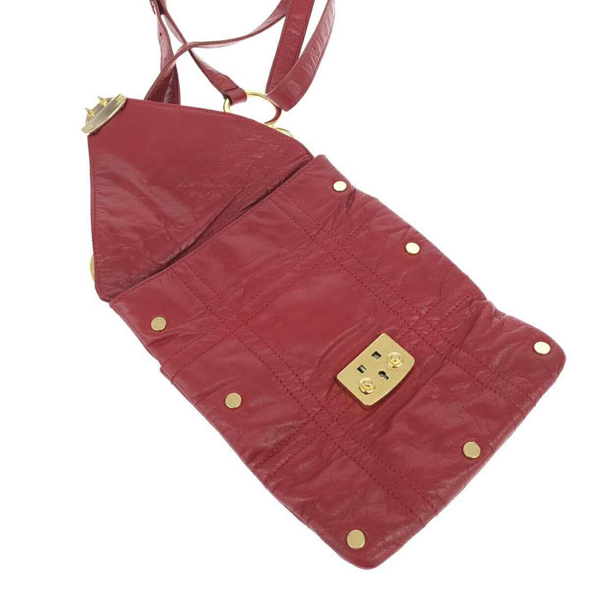 Bolzano Bolzano Shoulder Bag Stitch/Studs/Leather Red Ladies 4