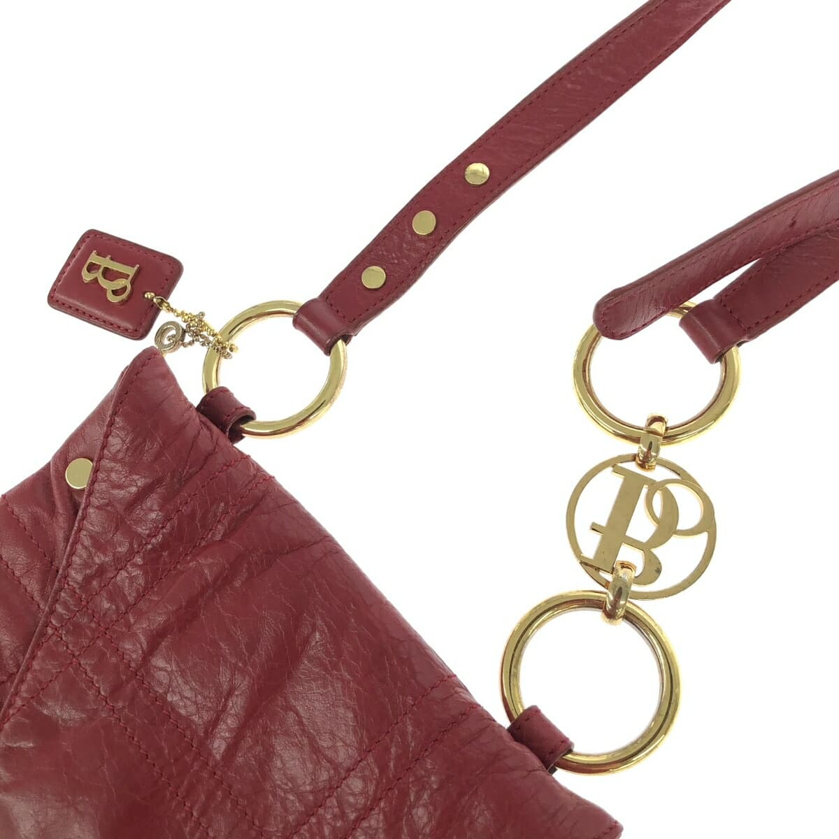 Bolzano Bolzano Shoulder Bag Stitch/Studs/Leather Red Ladies 5