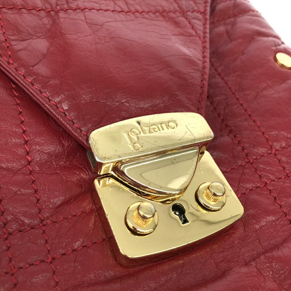 Bolzano Bolzano Shoulder Bag Stitch/Studs/Leather Red Ladies 8