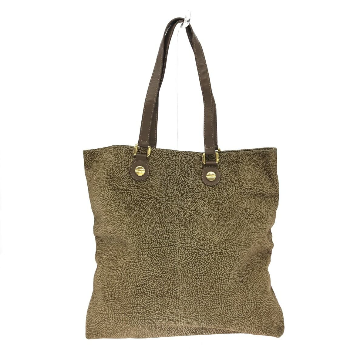 Borbonese Large Tote Bag Quail Pattern / Leather Brown Women's