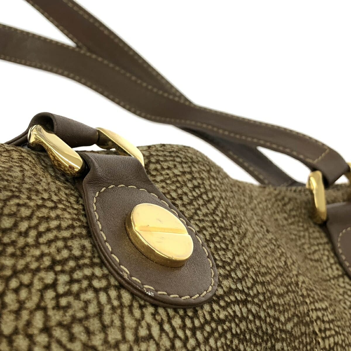 Borbonese Large Tote Bag Quail Pattern / Leather Brown Women's 8