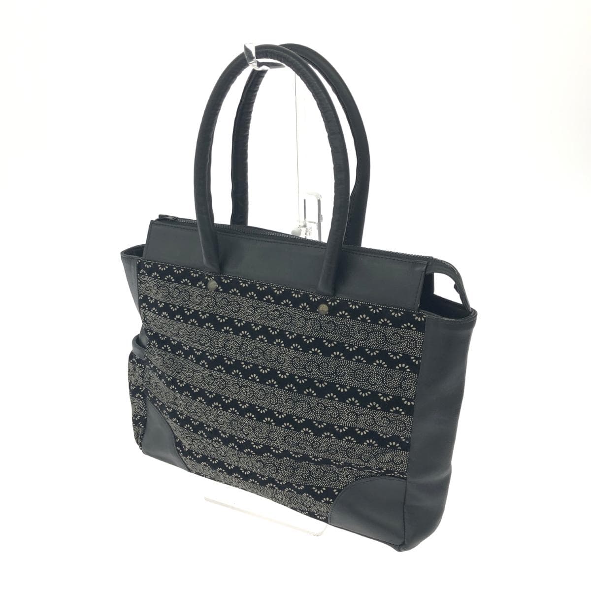 No-brand tote bag, Inden-style leather, black, for ladies 3