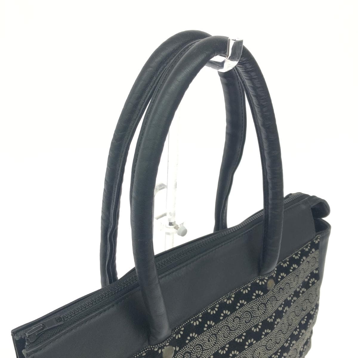 No-brand tote bag, Inden-style leather, black, for ladies 4